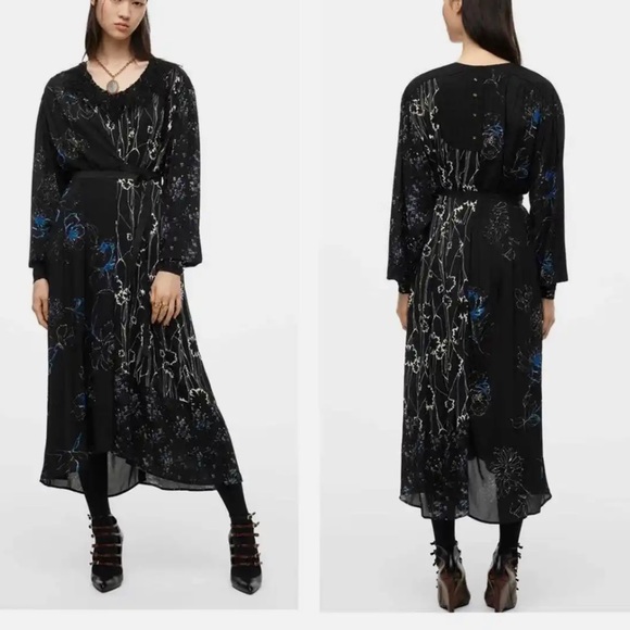 Zara A/W 2021 collection limited edition black floral print wrap style d… - Picture 1 of 12